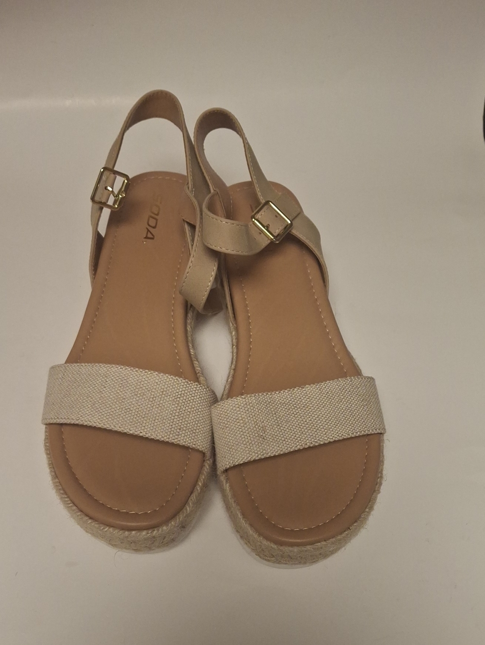 Soda Beige Open-Toe Espadrille Slingback Sandals